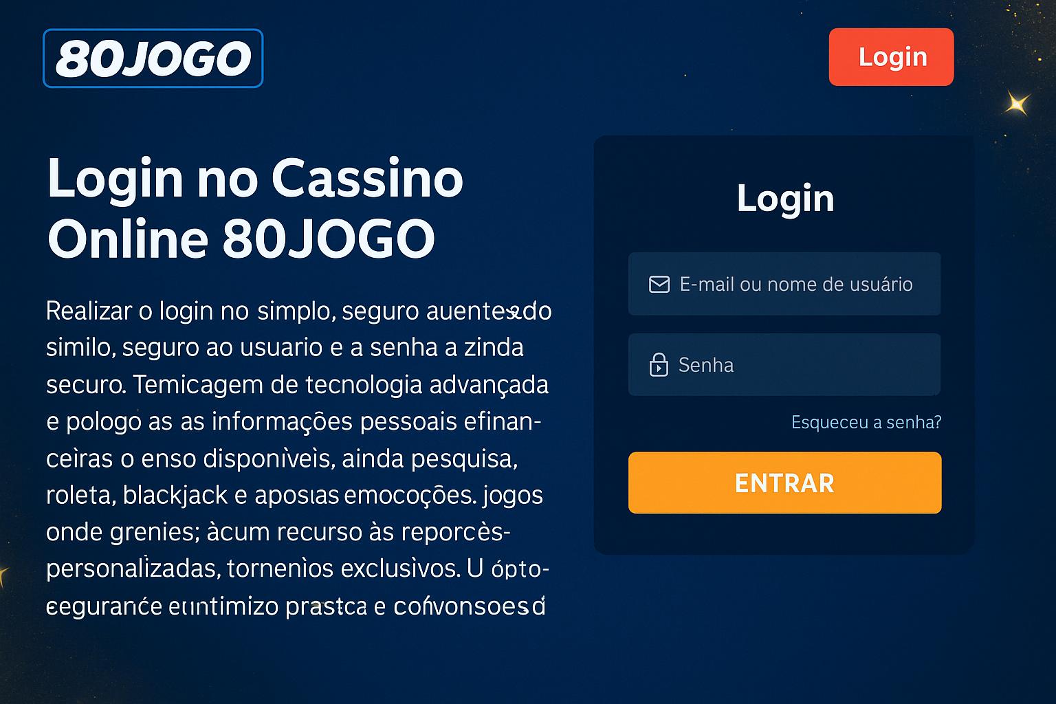 Login no Cassino 80JOGO